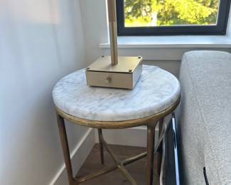 Restoration Hardware round side table with marble top