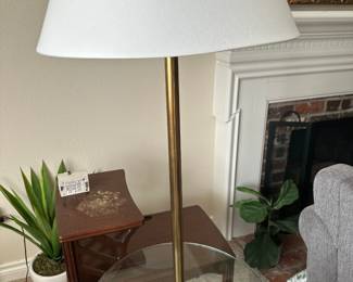 Floor lamp with glass table