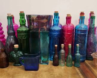 Large Lot Of Colorfull Decorative Glasses