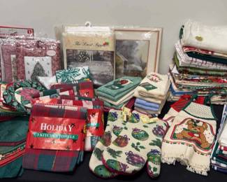 Huge Lot Of Christmas Linens 