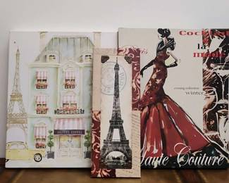 3 Paris Canvas Paintings 