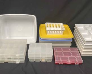 Lot Of Plastic Storage And Organization Containers 