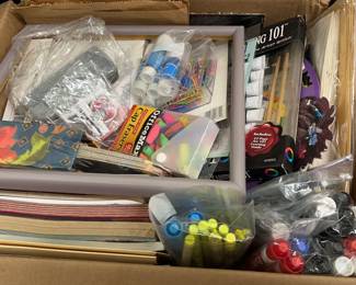 Large Box of Arts Crafts Supplies