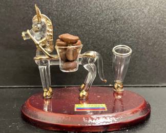 Blown Glass Horse with Gold Trim Coffee Beans  Made In Colombia