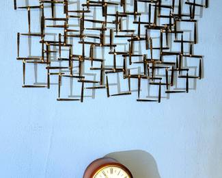 MCM Cubist Metal Wall Art & Mantle Clock