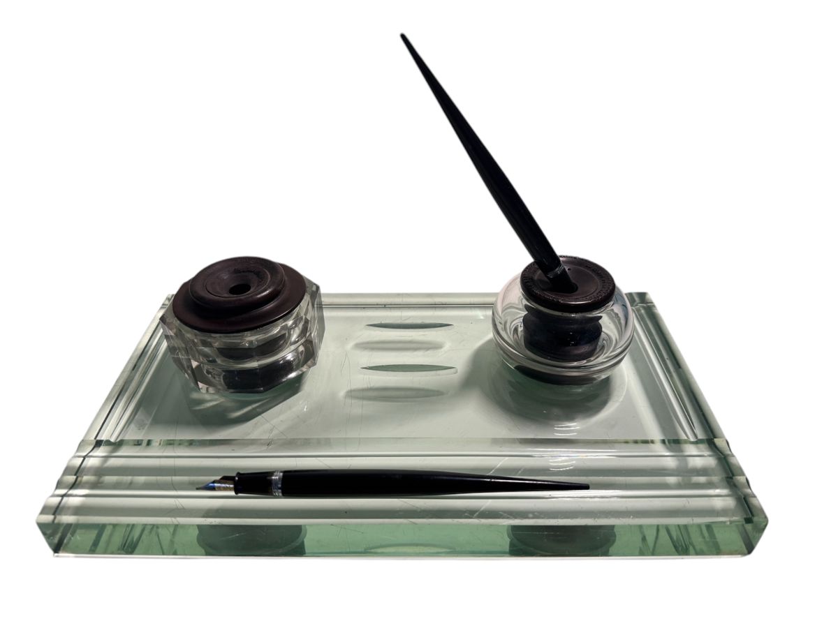 Art Deco Glass Ink Well