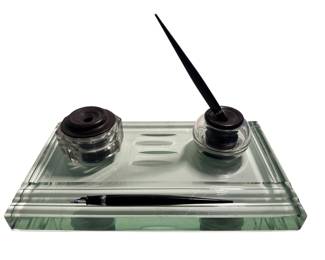 Art Deco Glass Ink Well 