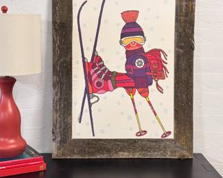 Keystone Colorado Ski Poster By Gene Hoffman with Barn Wood Framed Mirror 