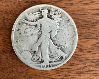 Almost antique silver half dollar Walking Liberty coin from1935