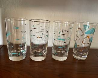 Fanciful mid century barware glasses