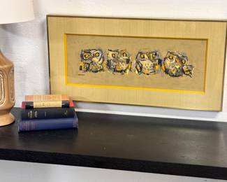 Mid Century Vintage Art Owl Art By Margaret Layton 