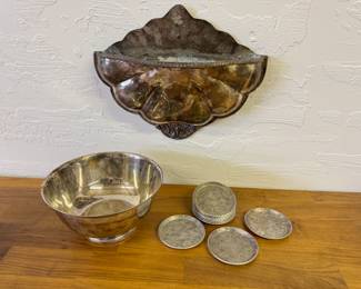 Combo of silver tones… includes decorative vintage aluminum coasters