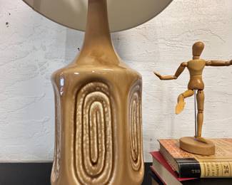 Mid Century Ceramic & Wood Table Lamp