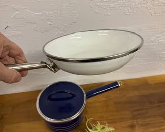 Heavy white enamel pan looks new