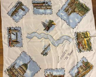 Vintage London souvenir scarf of the Thames
