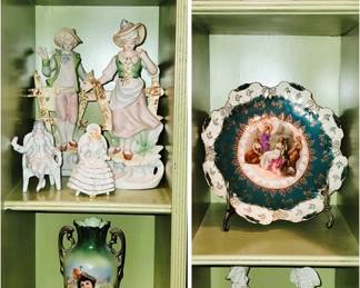 Porcelain figurines, plates and vases by Schafer & Vater, Lenwile and more