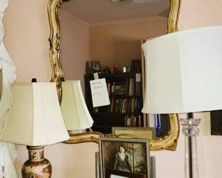 Handpainted wood framed mirror