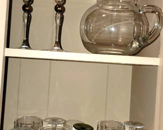 Bar items: stemware, napkins, tools, ice buckets