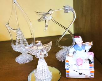 Hand blown glass figurines and trinket boxes