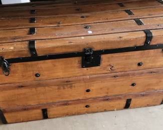 Large wood steamer trunk