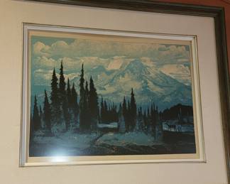 Framed etching art