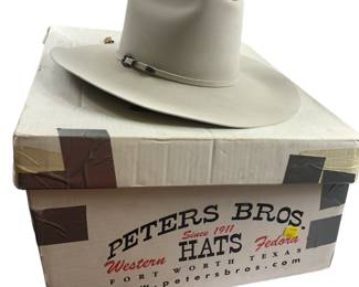 Petters Bros Hats Western Fedora Stetson Style Size 6 3/4 10X Beaver Off White