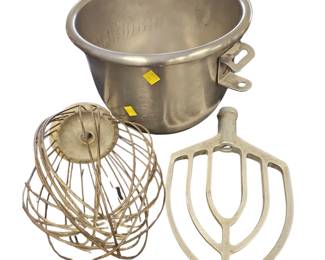 Commercial Kitchen Restaurant HOBART 12QT Mixer Bowl A-200-12+ Whisk A20D + Batter Paddle A20B