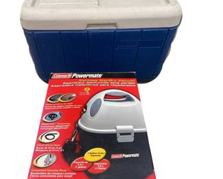 Coleman Blue Cooler + New Powermate Cordless Wet Dry Vacuum