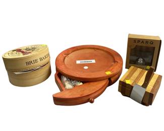 Cheese Server + Brie Plates Chop Block Wine Stopper