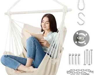 Hammock Chair Swing SEGMART Hanging Rope New Tan