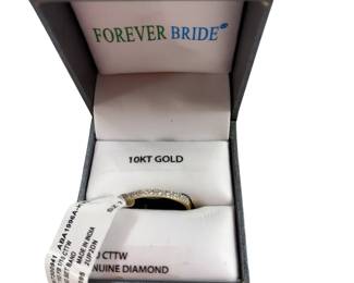 Forever Bride Diamond Cluster 14KT Gold Band 1/10 CTTW MSRP $98 1.2g
