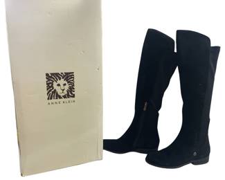 Anne Klein Equestrian Style Fashion Boots Size 6 AKCITYGURL Black Suede
