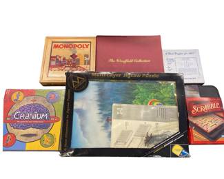 Family Games Sealed Cranium Wood Box Monopoly Travel Scrabble Jigsaw Puzzles
