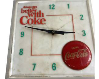 1960s Things Go Better With Coke Coca-Cola Electric Clock Lighted Sign