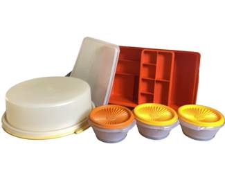 Vintage Tupperware Organizer Sewing Pie Cake Microwave Bowls