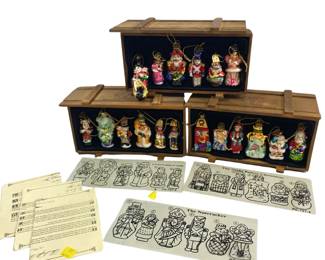 2004 Thomas Pacconi Hand Blown Glass Ornaments Christmas Carol Night Before Nutcracker