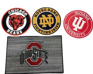 Ohio State 18x27" Door Mat + Wood ND IU Chicago Bears Round Signs 15"