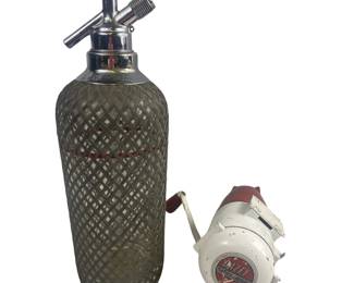 Sparklet Tonic Dispenser Czech + Red Rocket Ice Crusher Dazey MCM MidCentury Bar Décor