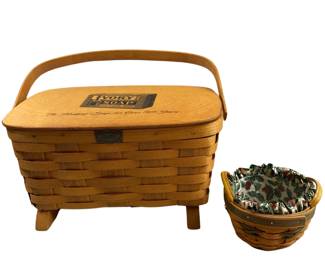 Wooden Basket Ivory Soap Advertising + Longaberger Small Peppermint Liner