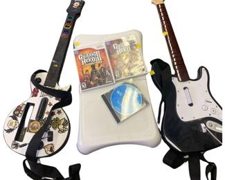 Wii Balance Board 2 Guitars Gibson Fender Guitar Hero Games