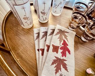 Vintage bar ware and linens