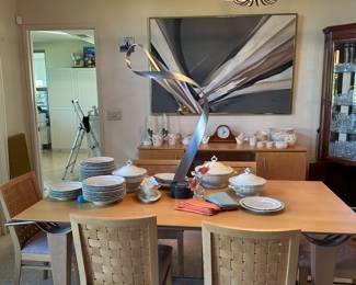 PostModern dining table with extension and buffet
