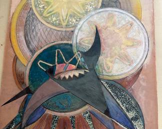 This mixed media painting by Adriaan Roland Holst 1968  Famous poet from Holland 