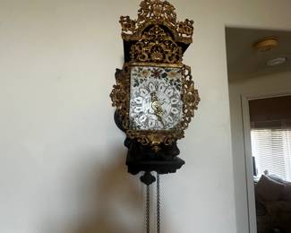 Antique Dutch early 18th cent  wall clock.  Working!