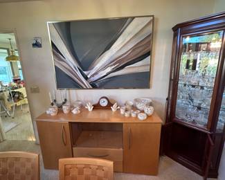 Blonde post modern buffet and  dining table 