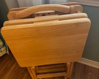 Wood TV Tray Set
