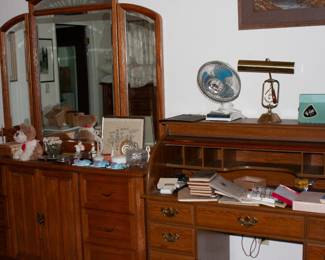 dresser, roll-top desk