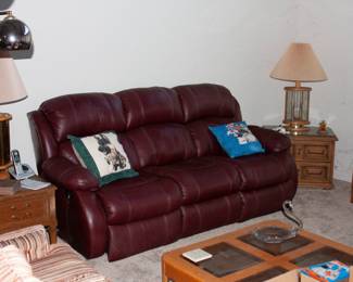 sofa, end tables, lamps