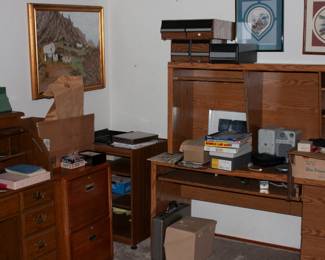 stationary, roll-top desk