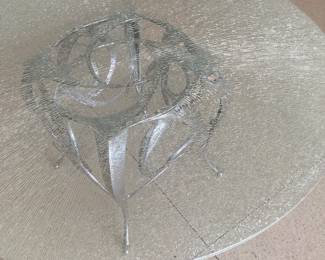 3 layer crackle glass table 